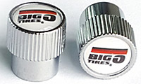 Chrome Valve Caps, Grooved Sidewall with White Big O Logo (Non-Nitrogen Applications)