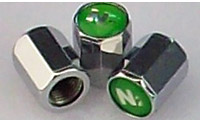 Chrome Plated ABS Nitrogen Valve Stem Caps with Green Plastic N2 (10mm Length)